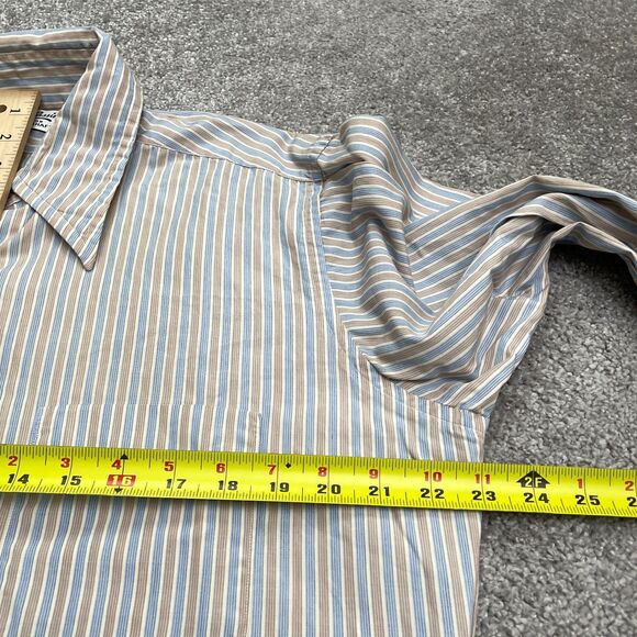 Oleg Cassini For Boonshaft Vintage Dress Shirt Mens 16 33 Brown Blue Striped USA - Picture 12 of 14